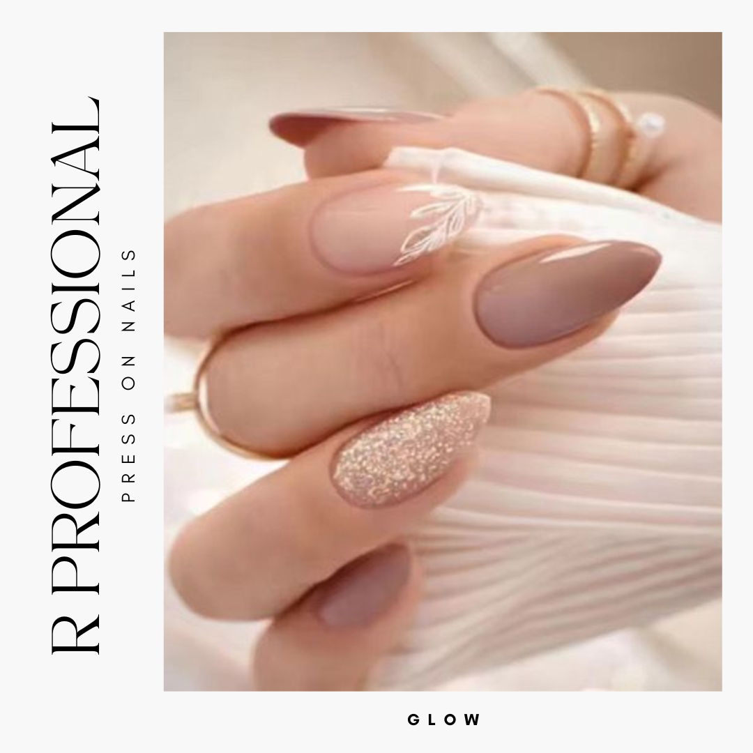 R PROFESSIONAL Press-On Nails – 24-Piece Set –Glow