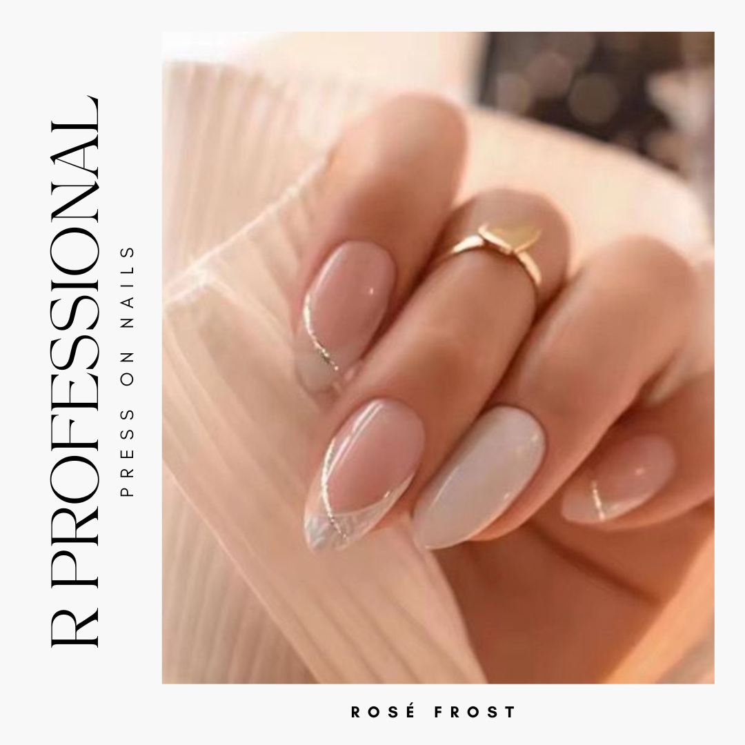 R PROFESSIONAL Press-On Nails – 24-Piece Set –Rose Frost