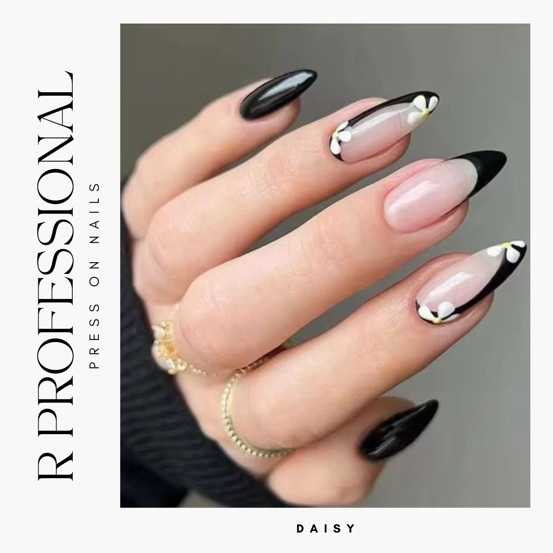 R PROFESSIONAL Press-On Nails – 24-Piece Set –Daisy