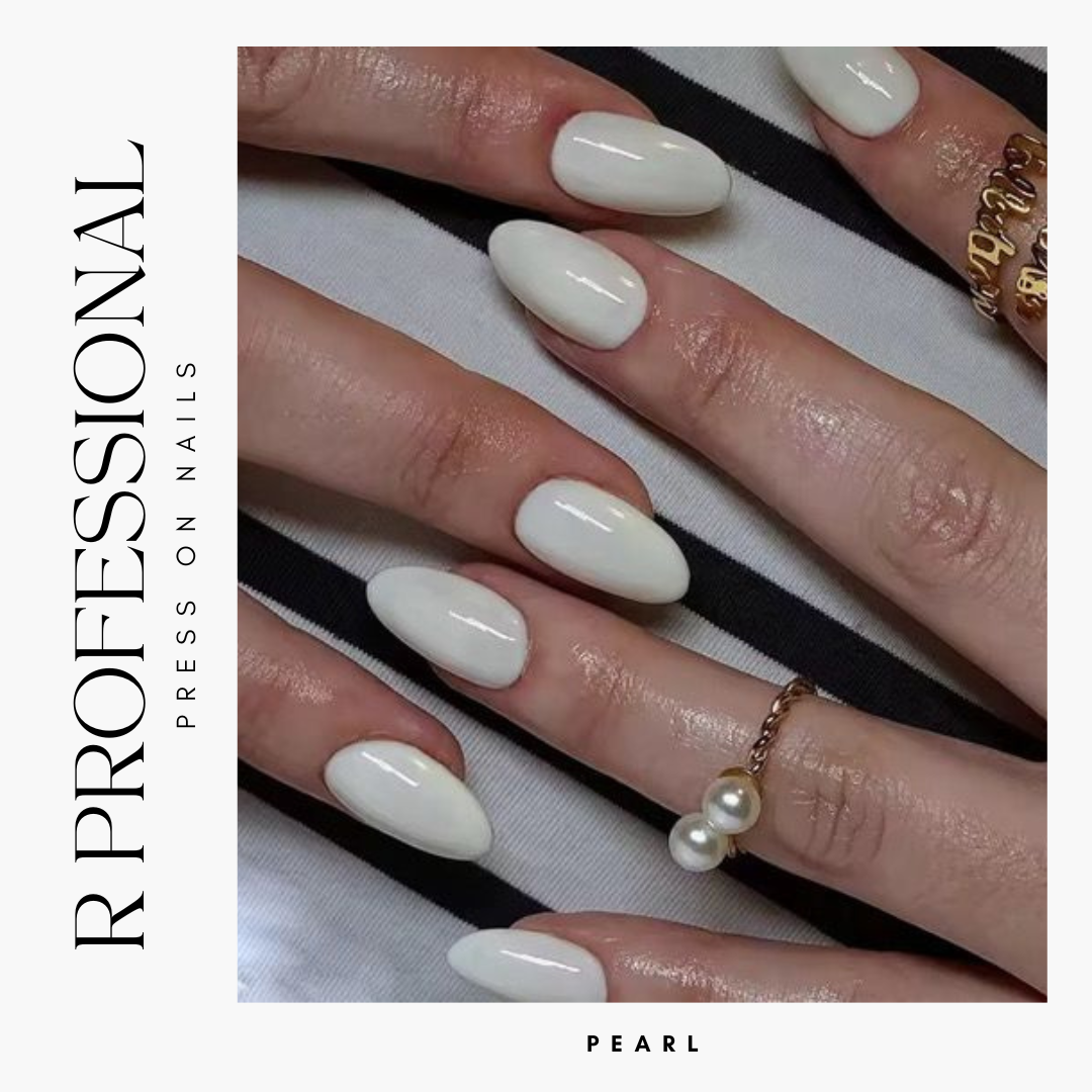 R PROFESSIONAL Press-On Nails – 24-Piece Set –Pearl