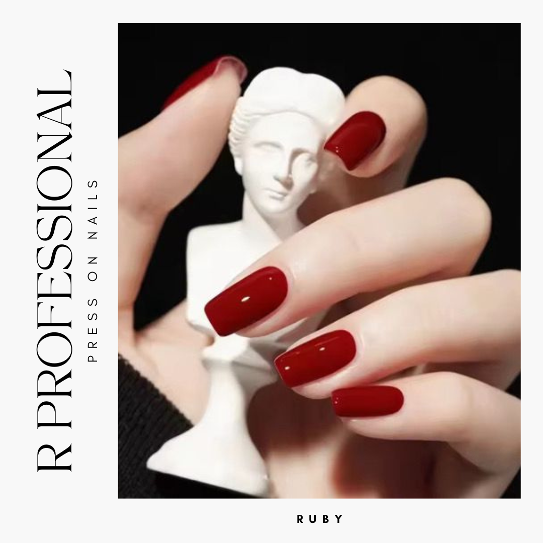 R PROFESSIONAL Press-On Nails – 24-Piece Set –Ruby