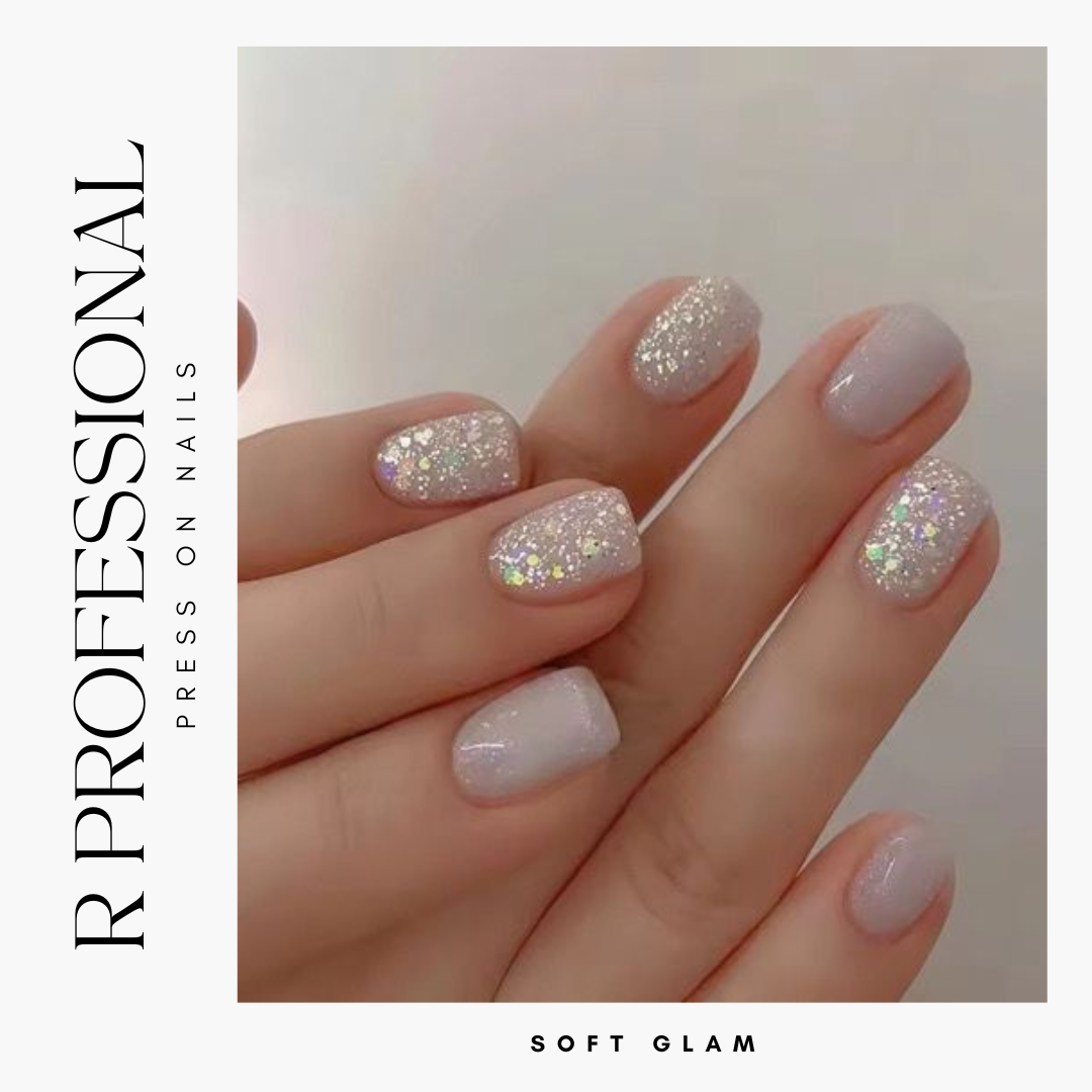R PROFESSIONAL Press-On Nails – 24-Piece Set – Soft Glam