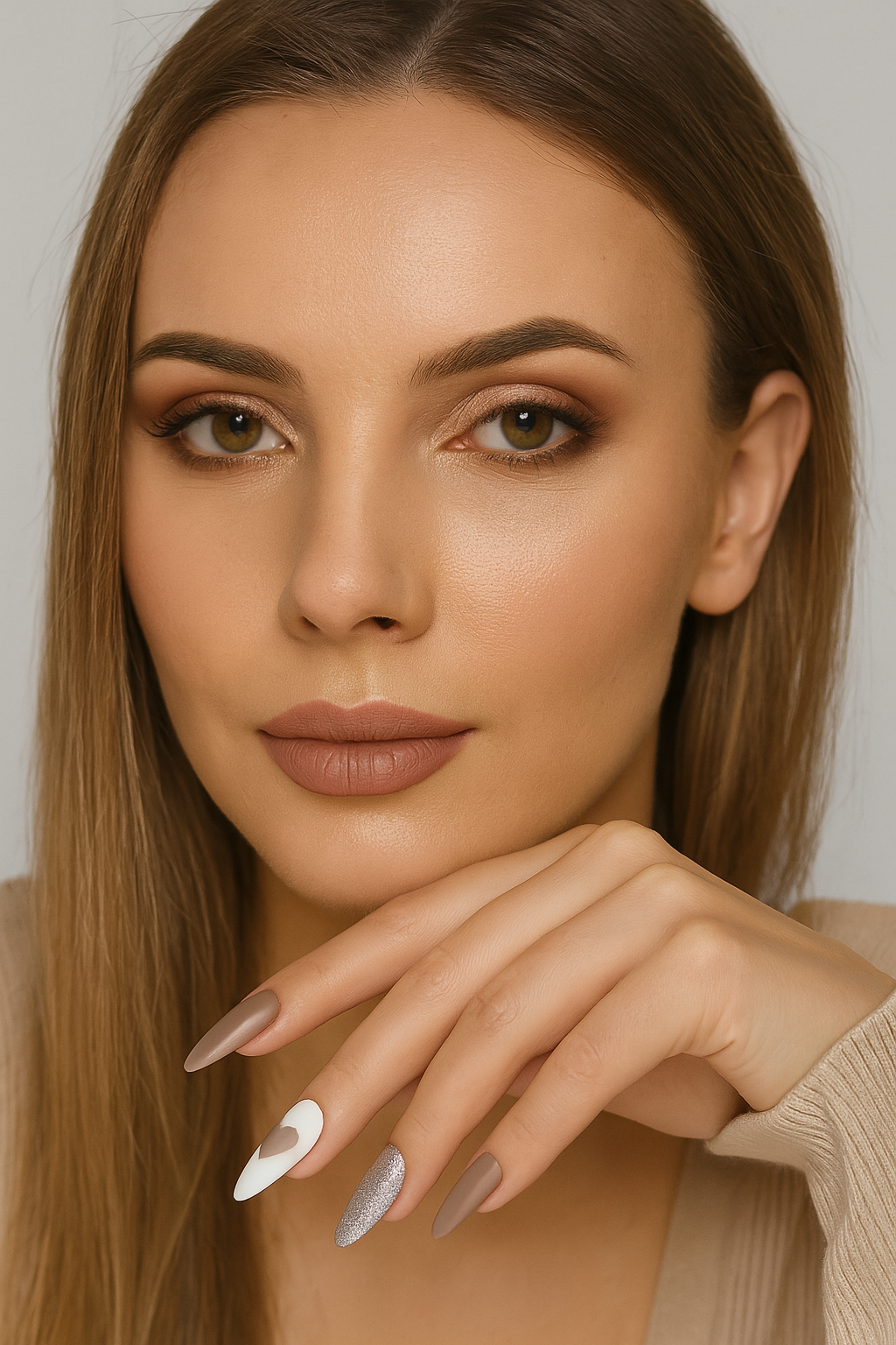 R PROFESSIONAL Press-On Nails – 24-Piece Set – Teddy Blends
