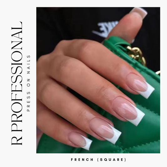 R PROFESSIONAL Press-On Nails – 24-Piece Set – French Square