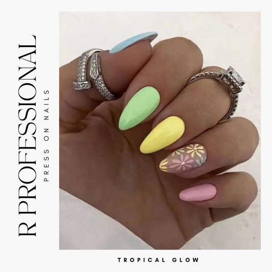 R PROFESSIONAL Press-On Nails – 24-Piece Set – Tropical Glow