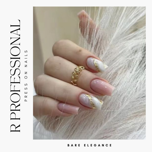 R PROFESSIONAL Press-On Nails – 24-Piece Set –Bare Elegance