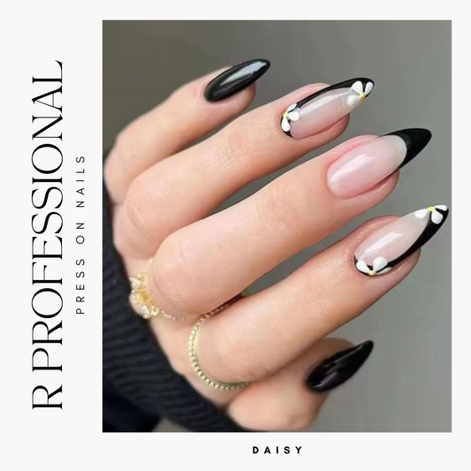 R PROFESSIONAL Press-On Nails – 24-Piece Set –Daisy