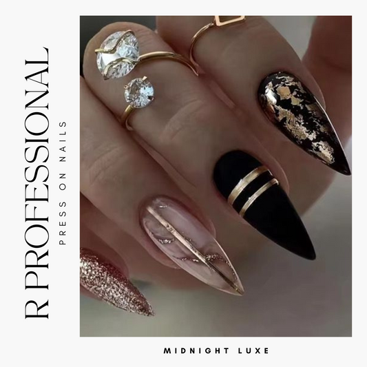 R PROFESSIONAL Press-On Nails – 24-Piece Set – Midnight Luxe
