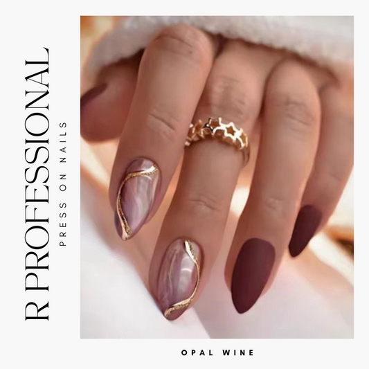 R PROFESSIONAL Press-On Nails – 24-Piece Set – Opal Wine
