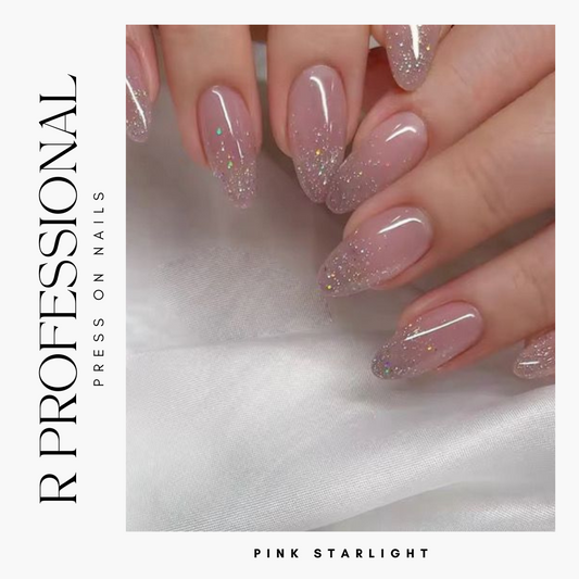 R PROFESSIONAL Press-On Nails – 24-Piece Set –Pink Starlight.