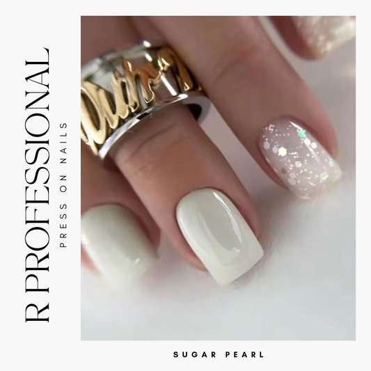 R PROFESSIONAL Press-On Nails – 24-Piece Set – Sugar Pearl