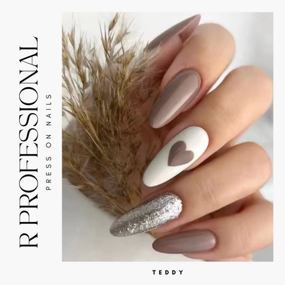 R PROFESSIONAL Press-On Nails – 24-Piece Set – Teddy Blends